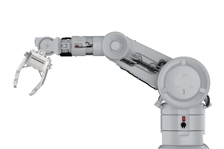 Foto representación 3d brazo robótico o robot mano aislado