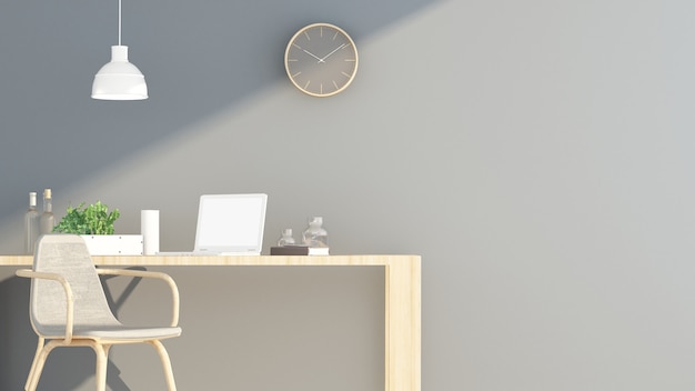Representación 3D cafetería interior minimalista o sala de estar y pared decorar