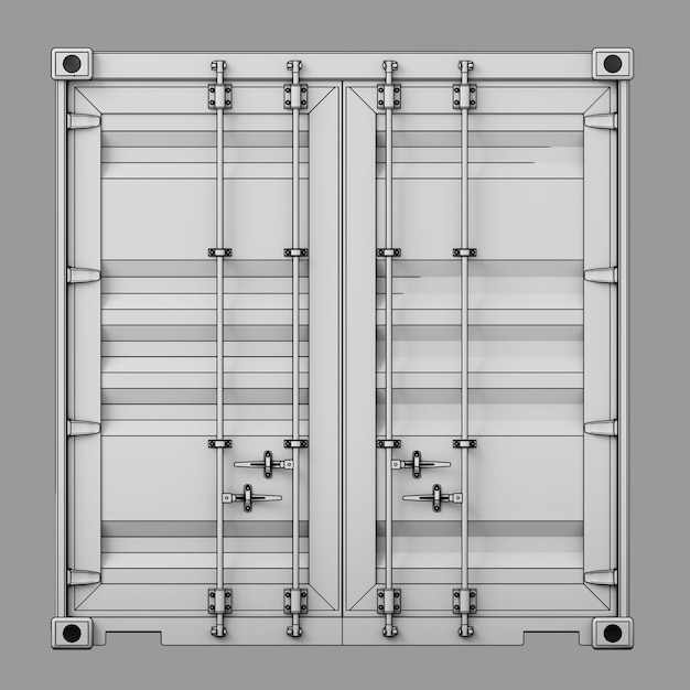 Representación 3d de caja de carga de importación y exportación blanca