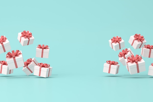 Representación 3D de cajas de regalo, escena mínima,