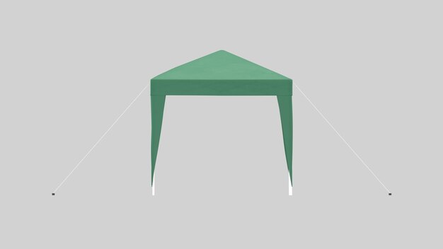 Representación 3D de la carpa, la pagoda, la sombra y el cenador emergente de tipo abierto para exteriores de color verde.