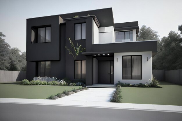 una representación en 3D de una casa moderna