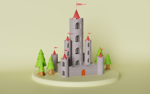 Representación 3d del castillo medieval