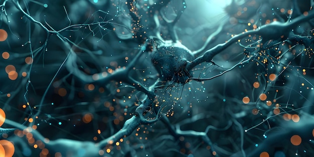 representación en 3D de las células neuronales en el cerebro antecedentes de ciencias médicas Ai Generado