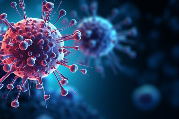 Foto representación 3d de las células del virus en una ilustración médica