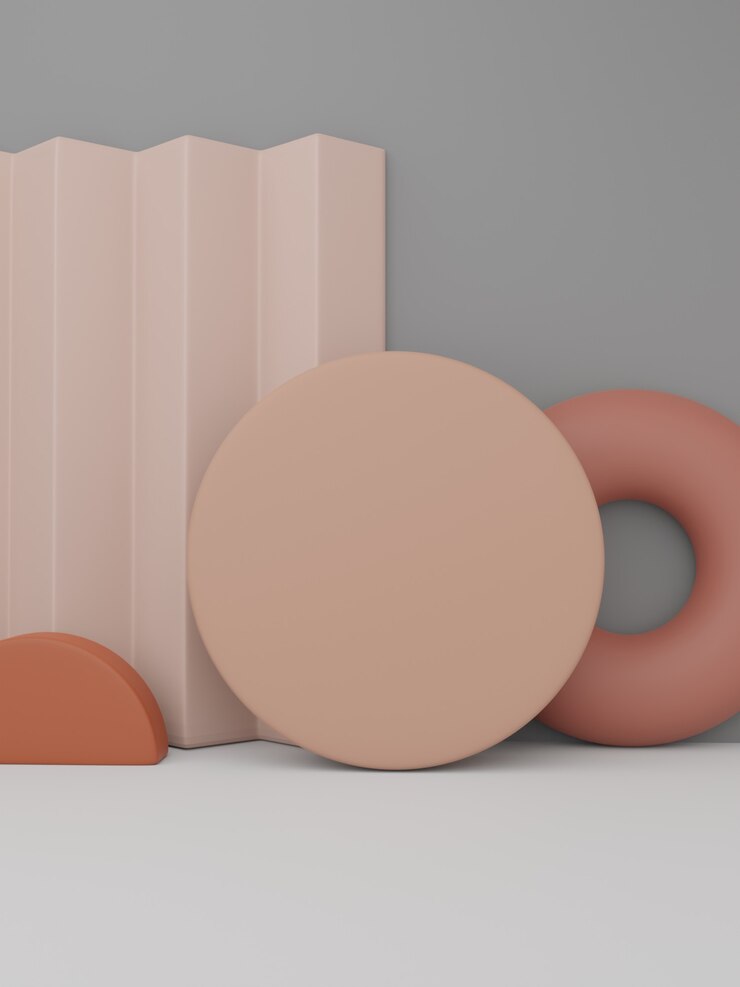 Representación 3D Cerámica geométrica mínima o abstracta Rompecabezas o Bloques de rompecabezas Exhibición del producto