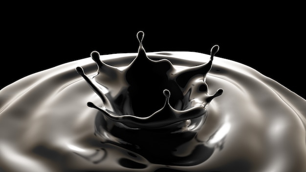 Representación 3D de un chapoteo negro que fluye