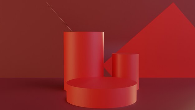 Representación 3D de cilindros rojos