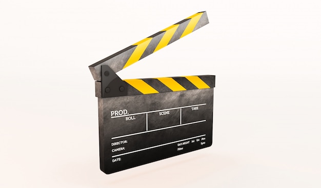 Representación 3D de Clapperboard en el fondo blanco.