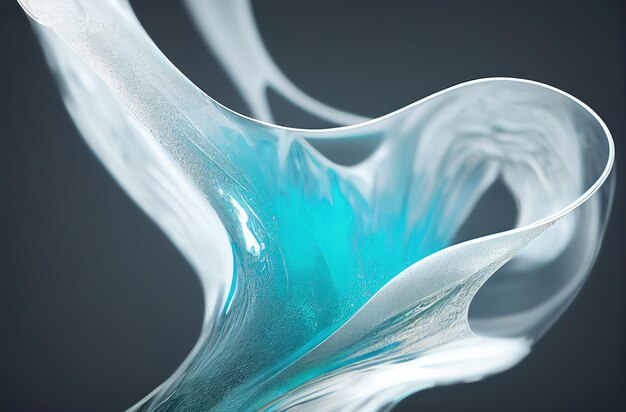 Representación 3D Color blanco claro Material de vidrio cromático Forma fluida