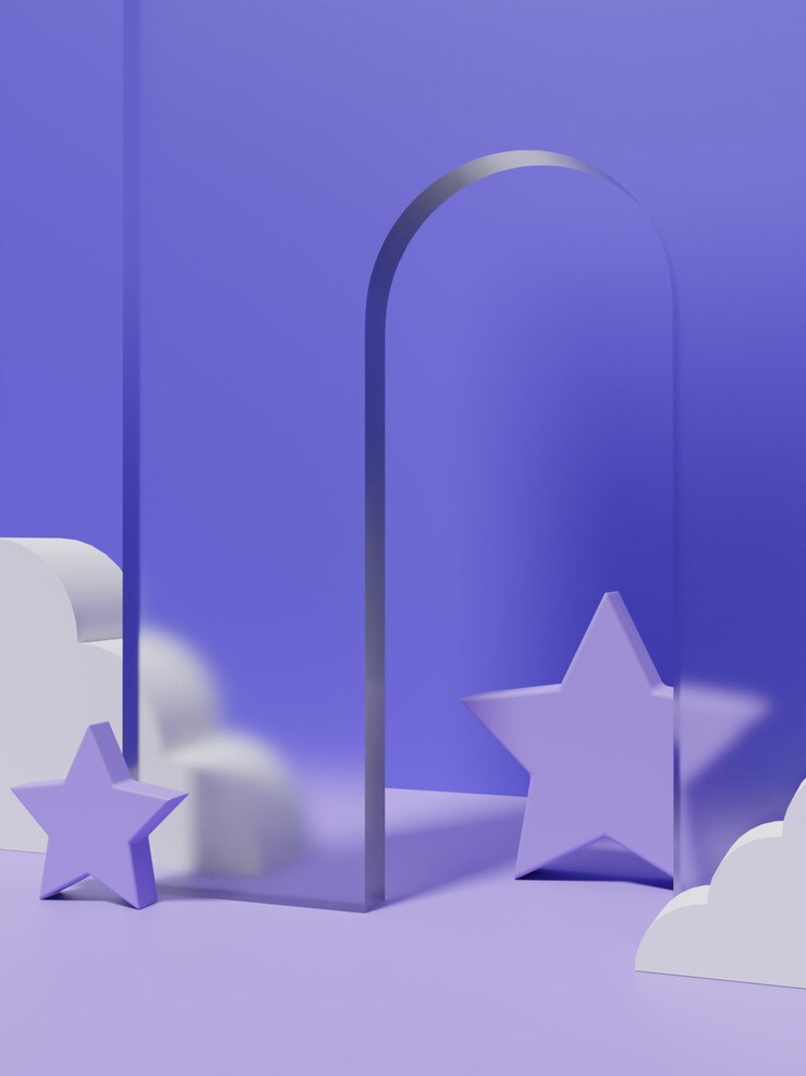 Representación 3D Colores vibrantes Mínimo geométrico o abstracto con nubes y accesorios de puerta transparente Prod