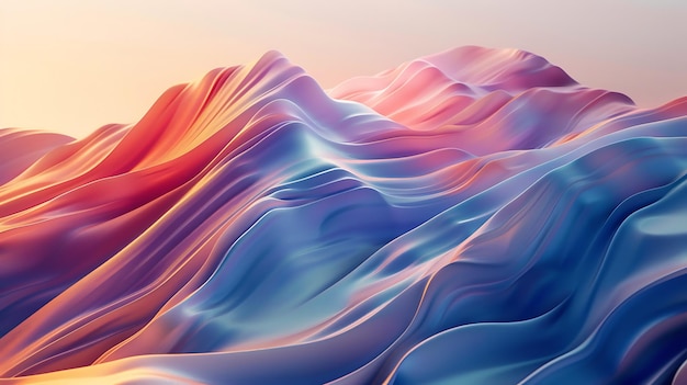 Una representación 3D colorida de un paisaje montañoso