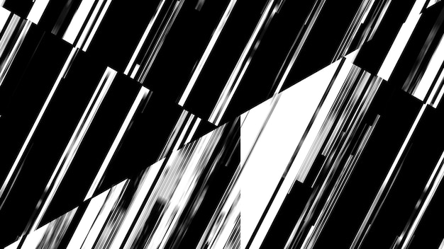 Representación 3D de una composición futurista abstracta en blanco y negro