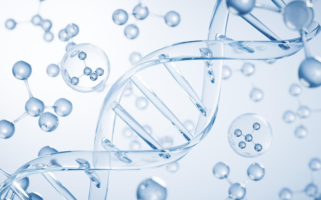 Representación 3d del concepto de ADN y biología