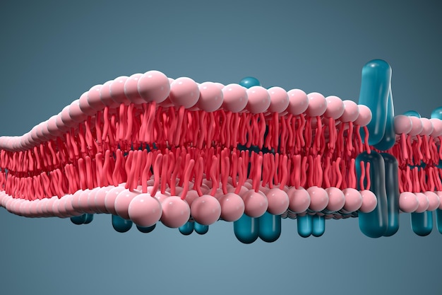 Representación 3d del concepto biológico de la membrana celular y la biología