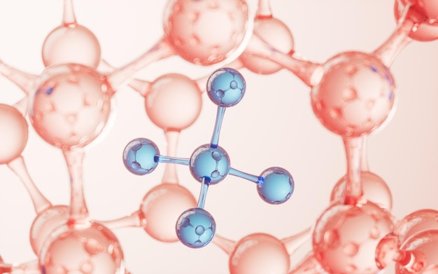 Representación 3d del concepto de biotecnología de estructura molecular esférica