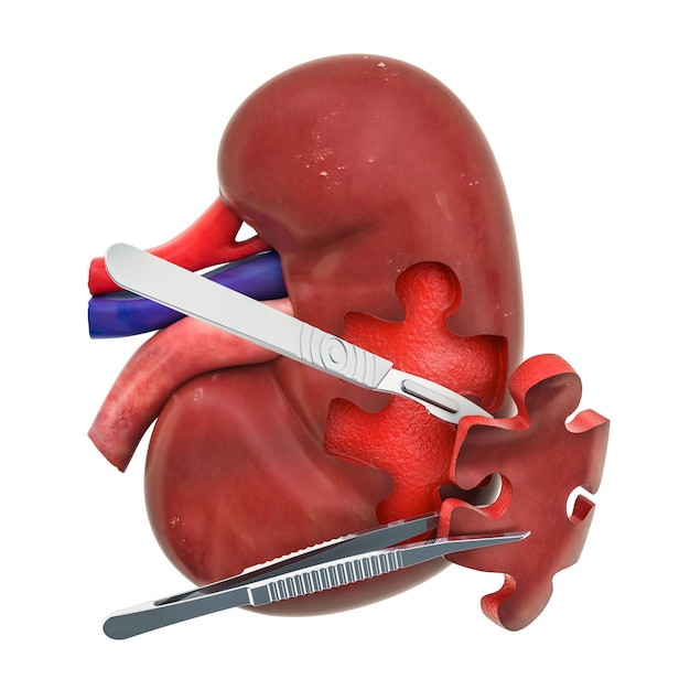 Representación 3D del concepto de cirugía renal