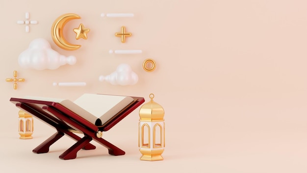 Representación 3D del concepto creativo fondo de ilustración de ramadán islámico