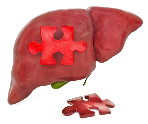 Representación 3D del concepto de enfermedad hepática