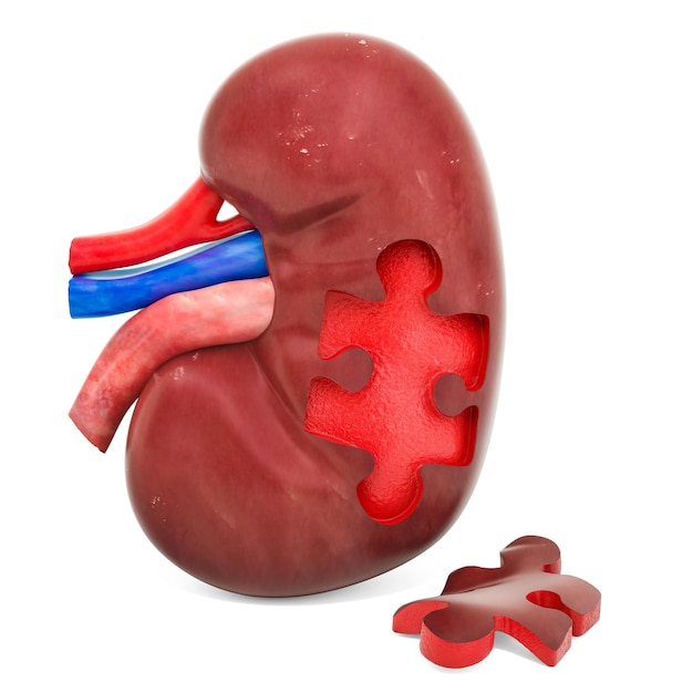 Representación 3D del concepto de enfermedad o infección renal