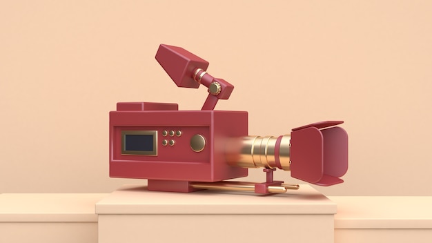 representación 3d del concepto de la fotografía de la cámara del oro rojo