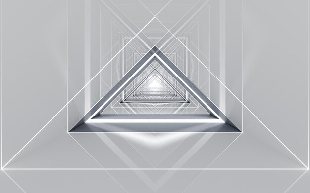 Representación 3d del concepto futurista del túnel triangular