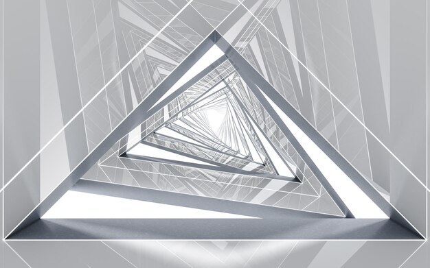 Representación 3d del concepto futurista del túnel triangular