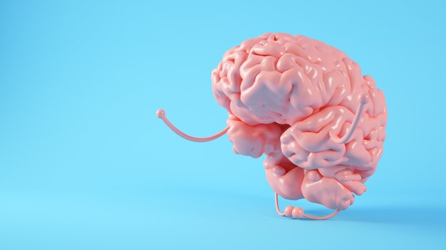 Representación 3d del concepto de la ilustración de la atención plena del cerebro rosado