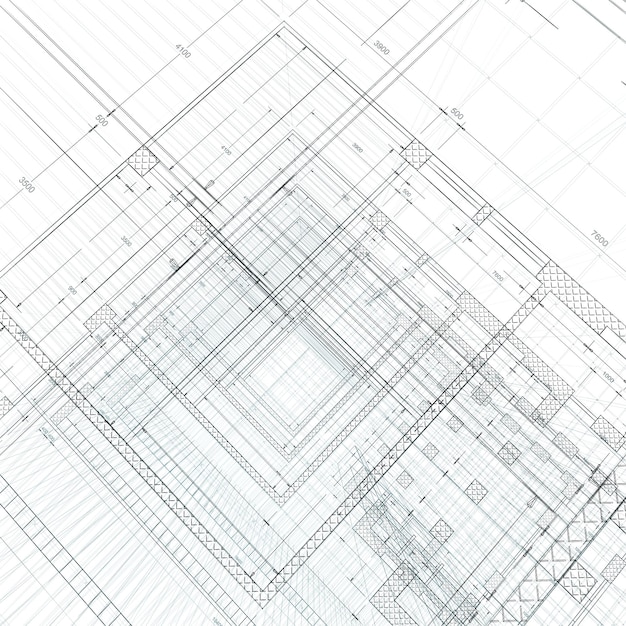 Representación 3d del concepto de ingeniería de arquitectura