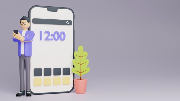 Foto representación 3d del concepto de pantalla de inicio simple