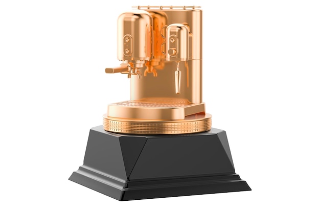 Representación 3D del concepto de premio de oro de la cafetera