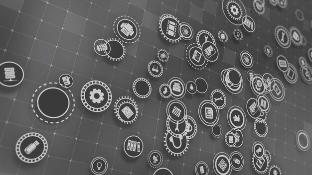 Representación 3D del concepto de tecnologías en la nube y procesamiento de datos del servidor