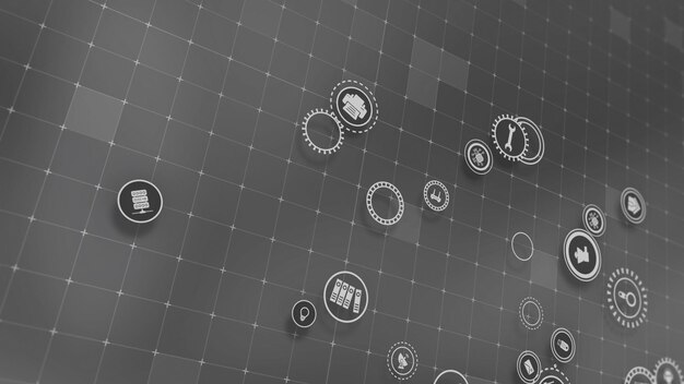 Representación 3D del concepto de tecnologías en la nube y procesamiento de datos del servidor