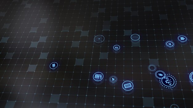 Representación 3D del concepto de tecnologías en la nube y procesamiento de datos del servidor