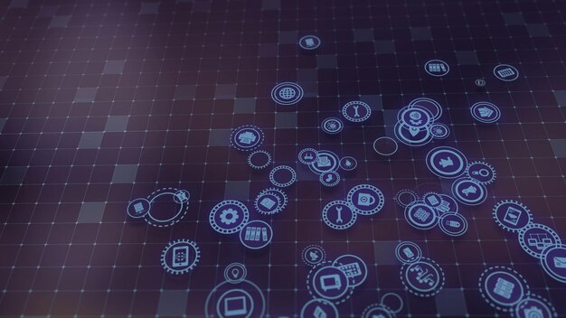 Representación 3D del concepto de tecnologías en la nube y procesamiento de datos del servidor