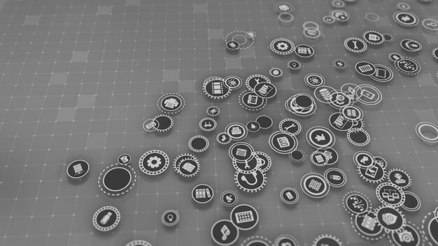 Representación 3D del concepto de tecnologías en la nube y procesamiento de datos del servidor