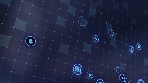 Representación 3D del concepto de tecnologías en la nube y procesamiento de datos del servidor