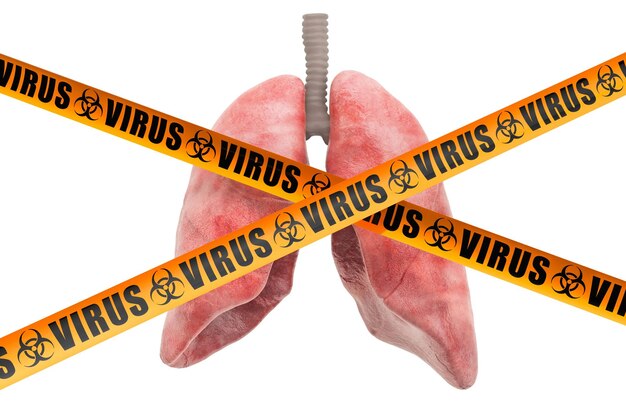 Foto representación 3d del concepto de virus de los pulmones