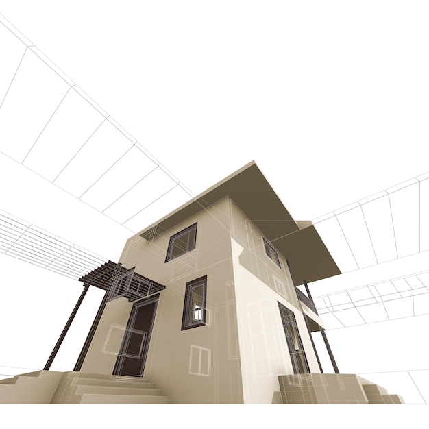 Representación 3d de la construcción de villas