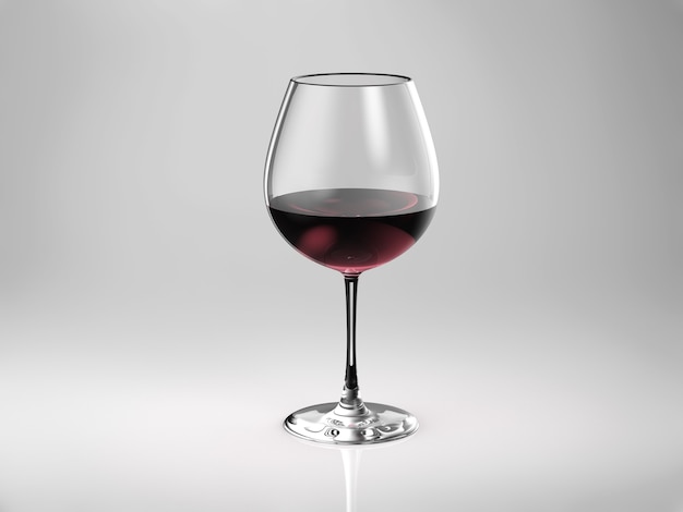 Representación 3D de una copa de vino tinto o burdeos