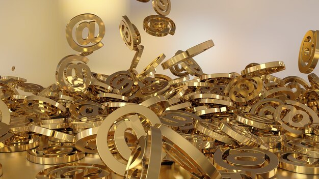 Representación 3D de correo electrónico de signos que caen. Variante en estilo de color