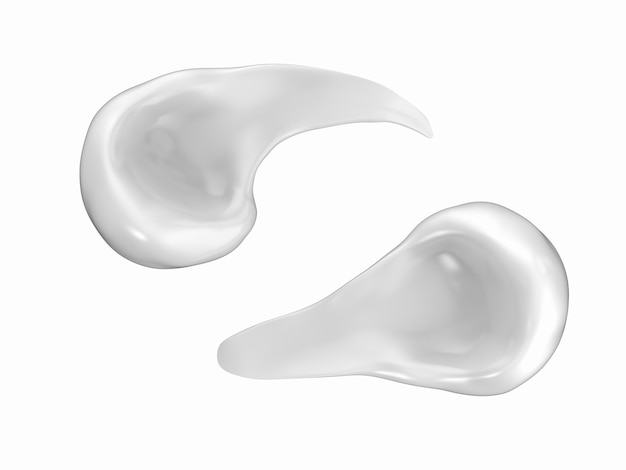 Representación 3D de crema cosmética blanca o humectante sobre fondo blanco.