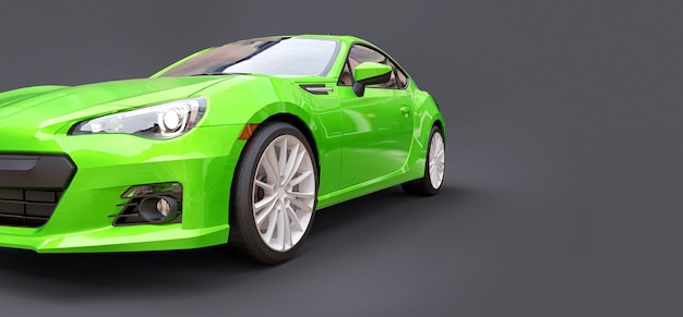 Representación 3d de cupé de coche deportivo pequeño verde