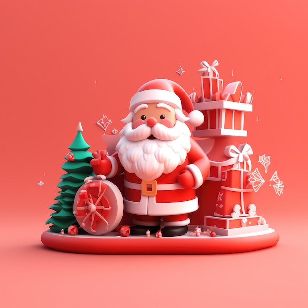 Representación 3D de un cutie santa clous