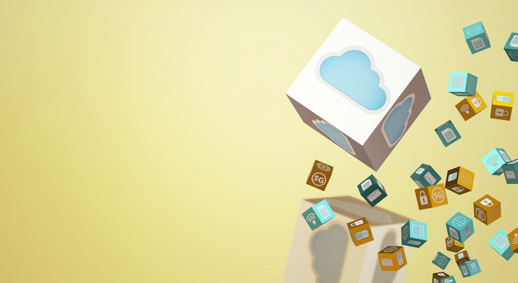 Foto representación 3d de datos en la nube para contenido tecnológico.
