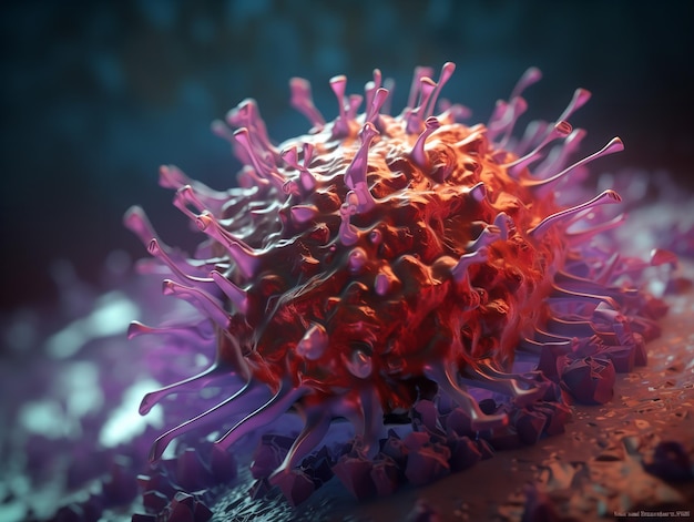 Representación 3D de defensa de anticuerpos contra virus
