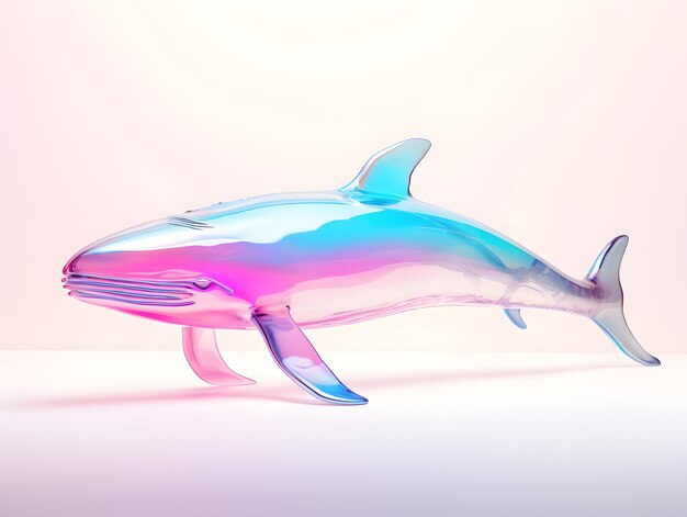 representación en 3D de un delfín aislado en un fondo blanco a la luz del neón