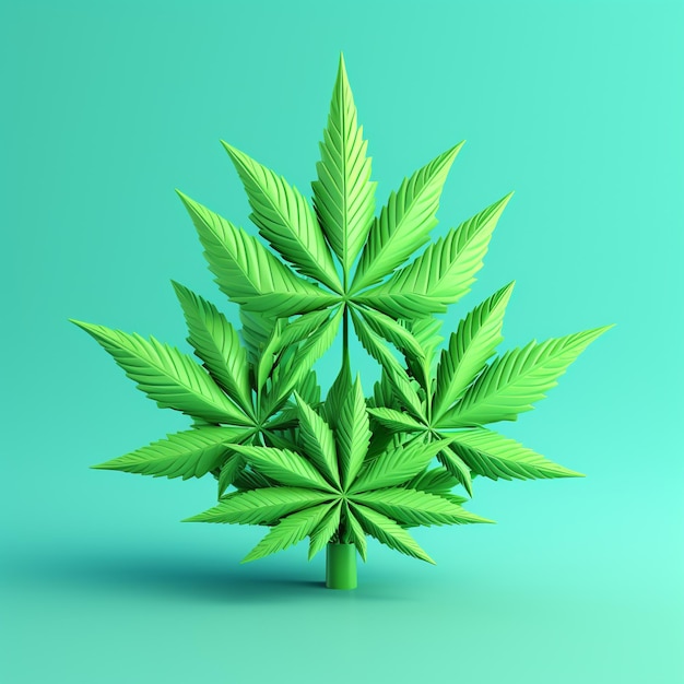 Representación 3D de dibujos animados de marihuana