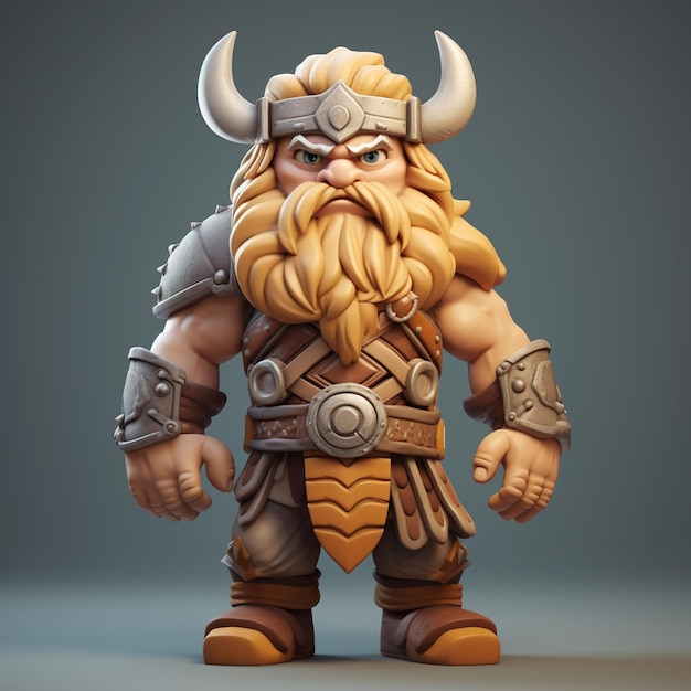 Representación 3D de dibujos animados de vikingo