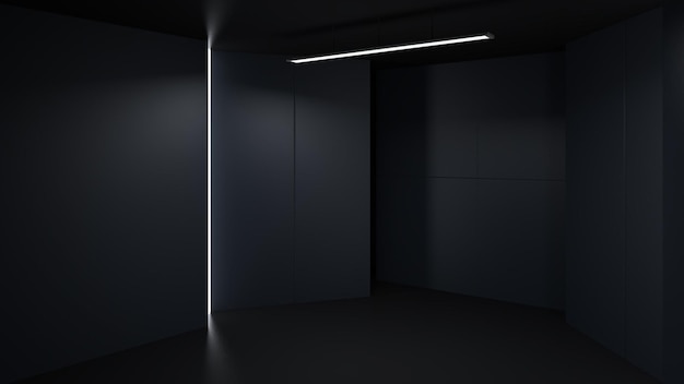 Representación 3D diseño minimalista y moderno sala de estudio espacio fondo iluminación de bajo perfil